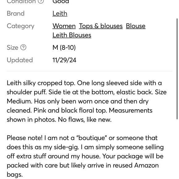 Leith Chic One-Shoulder Pink Top Small S - Picture 2 of 6